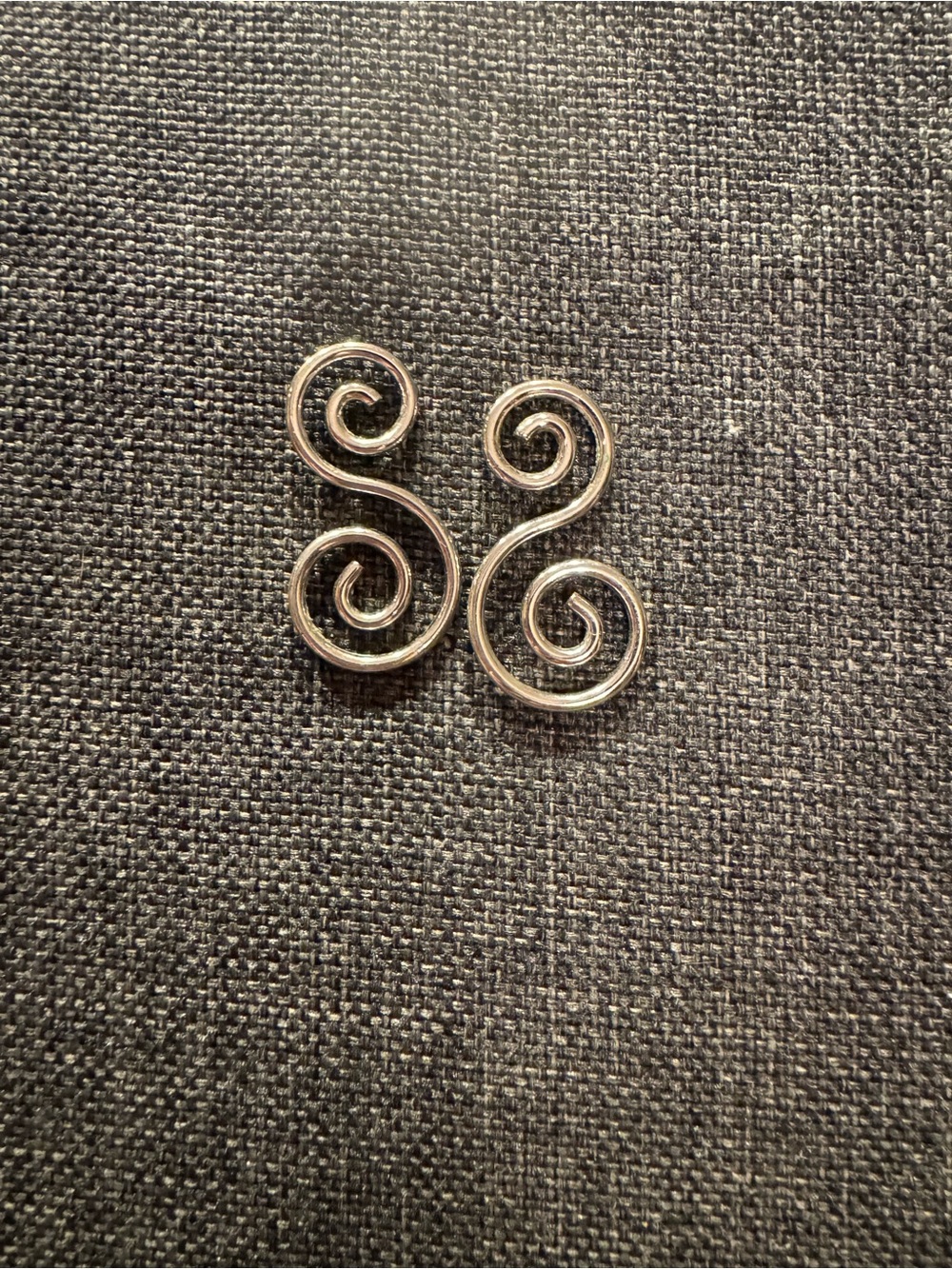 Vintage Hammered Swirl Silver Tone Earrings